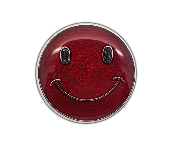 Happy Face Round Badge Silver Plated