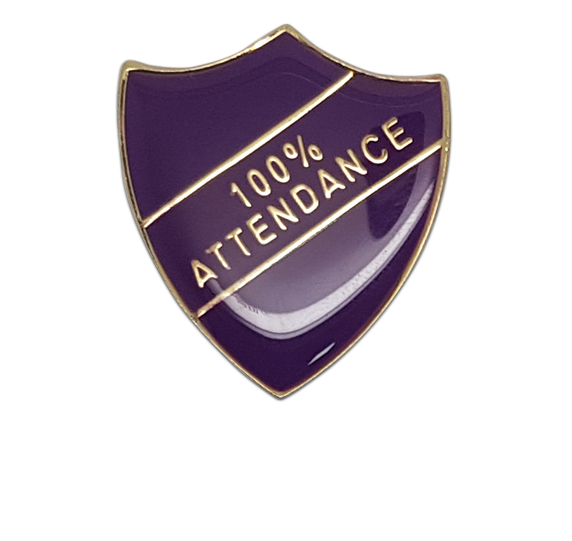 100% Attendance Shield Badge