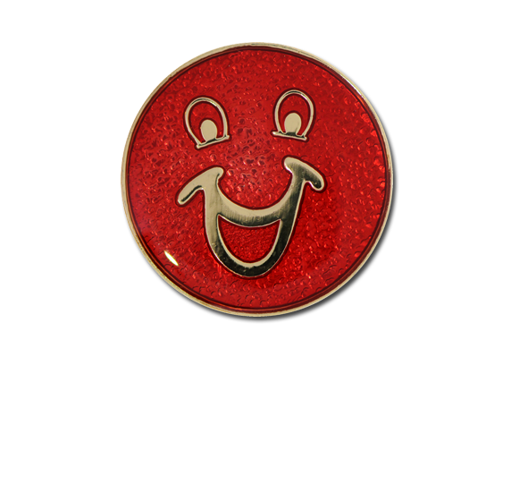 Happy Face Round Badge Gold Plated